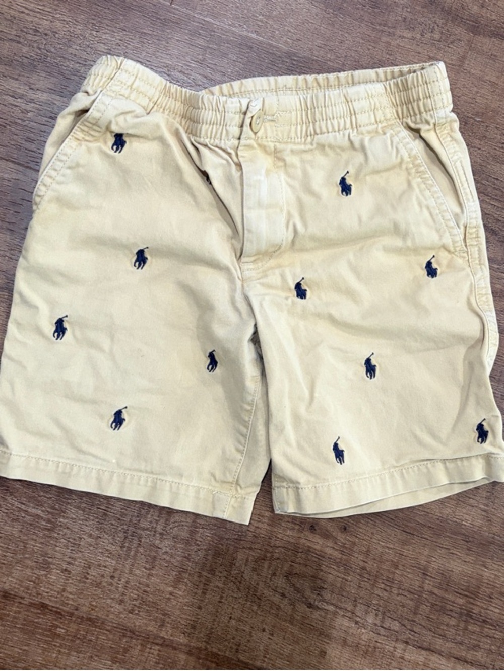 Ralph Lauren Pale Yellow Shorts with Navy Polo Embroidery